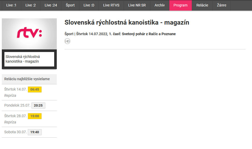Kanoistika v televízii